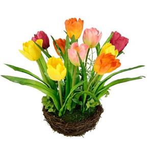 I.GE.A. Kunstblume "Gesteck Tulpe", Künstliche Pflanze Ostern Blüten Hochzeit Tischdeko Zimmerpflanze
