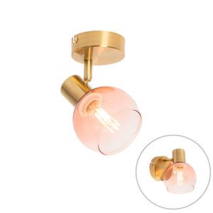 QAZQA Art Deco spot goud met roze glas - Vidro