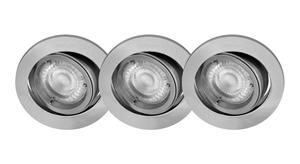 Energetic Lighting Alu Rond - set van 3 - inbouwspots - Ø 96 mm, Ø 83 mm inbouwmaat - 3 x 5W dimbare LED incl. - geborsteld nikkel