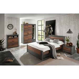 Home affaire Schlafzimmer-Set "BROOKLYN", (Set, 5 St.), Bett mit Holzkopfteil und Schublade