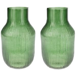 Excellent Houseware Set van 2x  glazen vaas / bloemen vazen - groen - 12 x 23 cm -