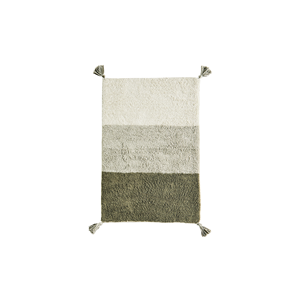 Madam Stoltz-collectie Getufte katoenen badmat brede streep ,Off white, grijs, olijf