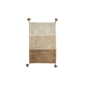 Madam Stoltz-collectie Getufte katoenen badmat brede streep, zand, ginger, dijon