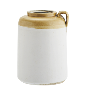 Madam Stoltz-collectie Aardewerk pot recycled off white mosterd