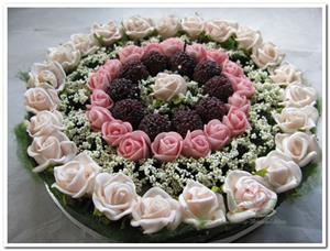 Decoflorall Actie Taart foambloemen- Rose Cake 15 cm. PINKROZE Taart foambloemen