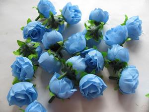 Decoflorall Roosjes 3 cm. zijde Lichtblauw corsage of zeep +/- 20 stuks Roos zijdebloem