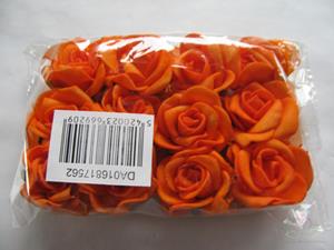 Decoflorall Mini foam roos 2 cm. Oranje zelfklevend /pak Mini foam roos
