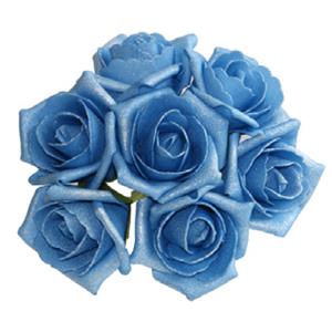 Decoflorall foam roos Emilia antique blauw/ice doos 42 Parelmoer bloemen
