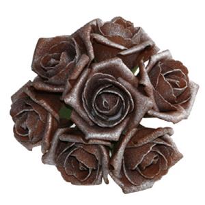 Decoflorall foam roos Emilia antique Chocolate browndoos 42 Parelmoer bloemen