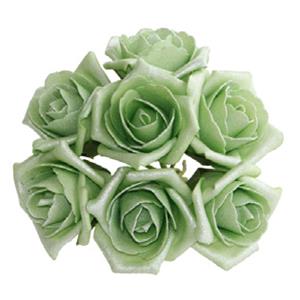 Decoflorall foam roos Emilia antique Cool Green bundel 7st Parelmoer bloemen