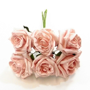 Decoflorall foam roos Princess Kleurvast Pearl roze 6 cm. BUNDEL 6 foamrozen