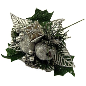 Decoflorall KerstbijstekerZILVER Appel, cadeautje en besjes / DOOS Kerstbijsteker