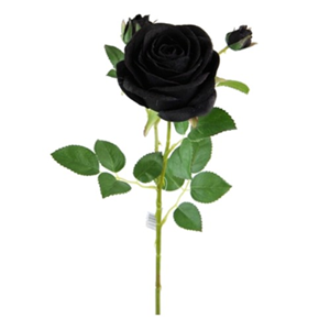 Decoflorall Grote Zwarte Roos met knoppen zijde Velvet touch / stuk  Zwarte roos