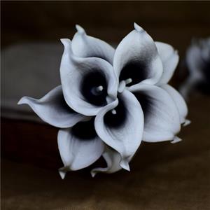 Decoflorall Calla Real Touch Wit Blackcenter +/- 7 cm. en 37cm lang. / st Calla Real Touch +/- 7 cm.