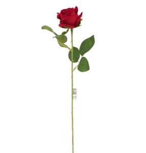 Decoflorall Rode roos Valentijnroos Zijde stuk SINGLE ROSE RED met blad 70 cm