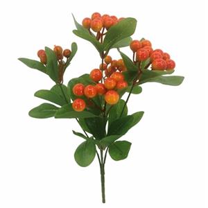 Decoflorall BERRY BUSH ORANGE 32cm Oranje bessen Kunst Bessentak Berry bush  