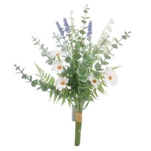Decoflorall Eucalyptus, Lavendel, Margriet boeketje 37cm. ideaal voor bruiloftversiering/ corsagevuller