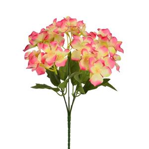 Decoflorall Hortensia 30cm HYDRANGEA BUSH Creme met roze rand Zijdebloem flowerwall vuller