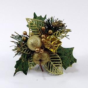 Decoflorall Kerstbijsteker GOUD Appel, cadeautje en besjes / DOOS Kerstbijsteker