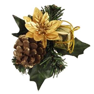 Decoflorall Kerstbijsteker GOUD Kerstroos, cadeautje en dennenappel / DOOS 72 Kerstbijsteker