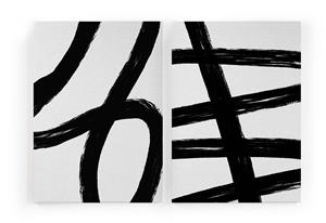 Set van 2 wanddecoraties Black Strokes |