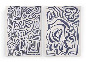 Set van 2 wanddecoraties Blue Strokes |