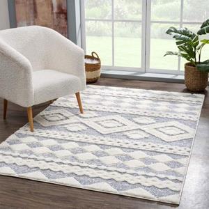 Hochflor-Teppich Focus 3005, Carpet City, rechteckig, Höhe: 20 mm, Boho-Teppich, Rauten Design, besonders weich, 3D-Effekt