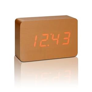 Gingko Brick click clock Wekker - Koper|LED Rood