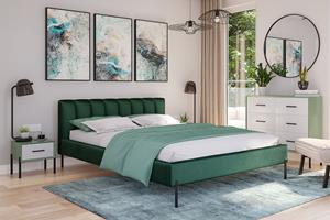 WOONENZO Bed Milaan - groen - velvet (160x200)