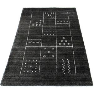 morgenland Wollteppich "Vintage Teppich handgeknüpft schwarz", rechteckig, Vintage Design