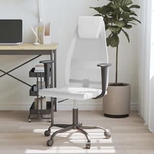 VidaXL Kantoorstoel verstelbare hoogte mesh en kunstleer wit