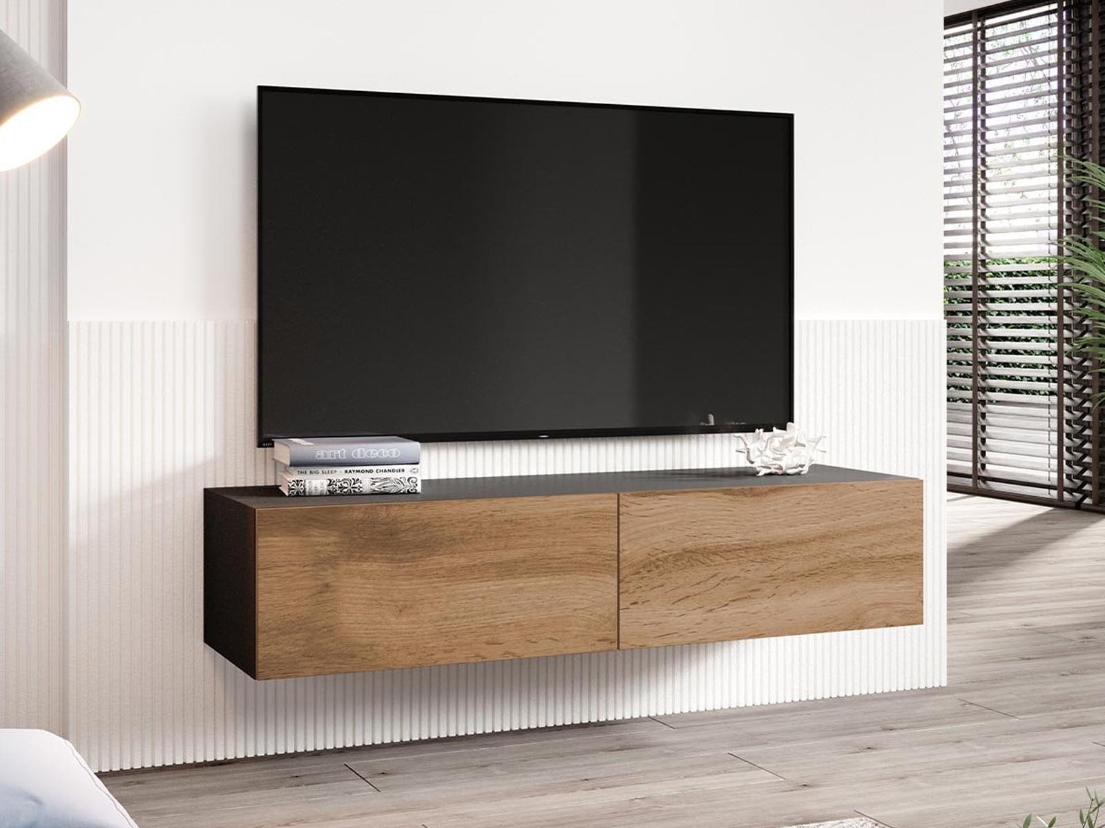 Mobistoxx Tv-meubel ZIGGY I 2 deuren 140 cm zwart/wotan eik