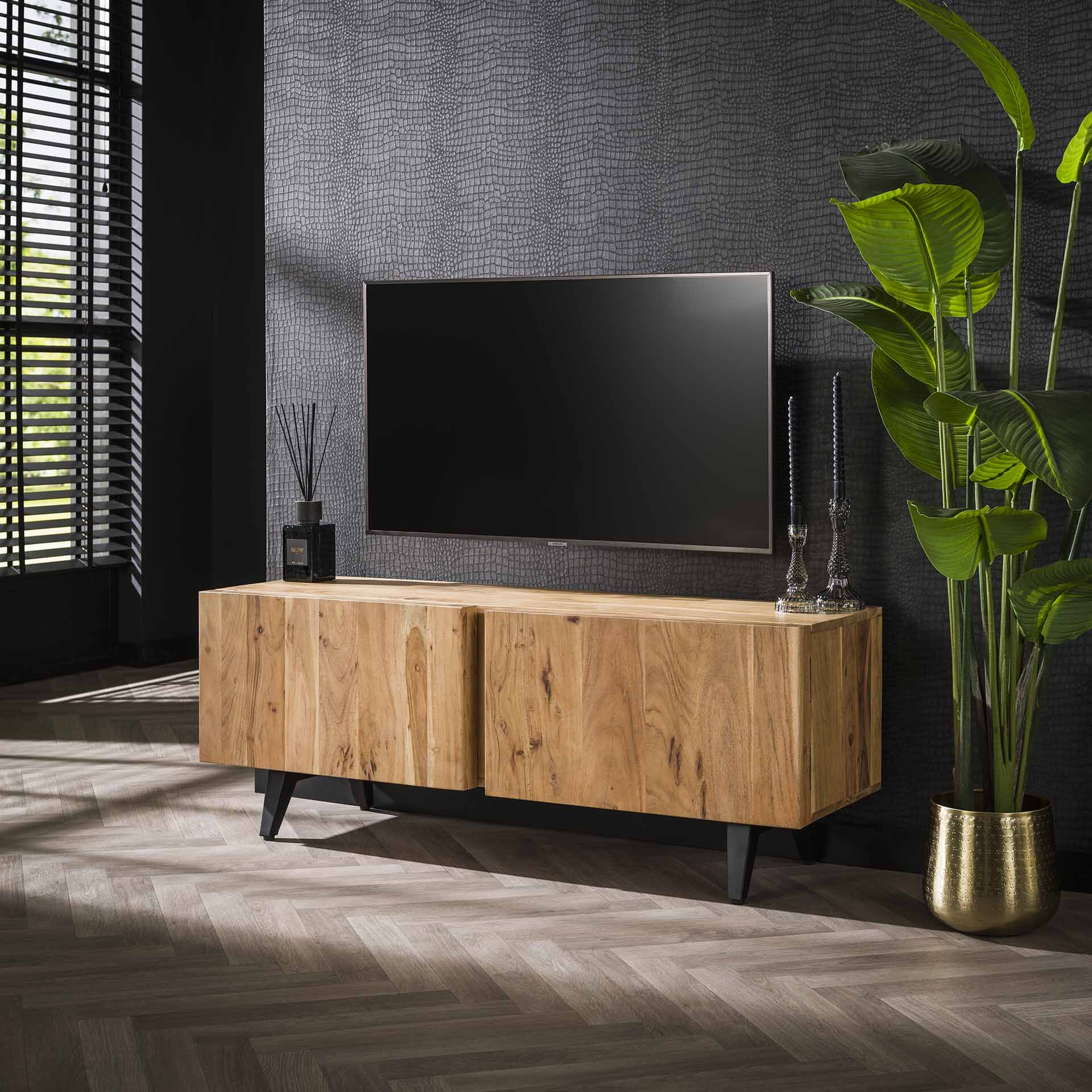 LifestyleFurn TV-meubel Matrice Acaciahout, 135cm - Massief acacia naturel