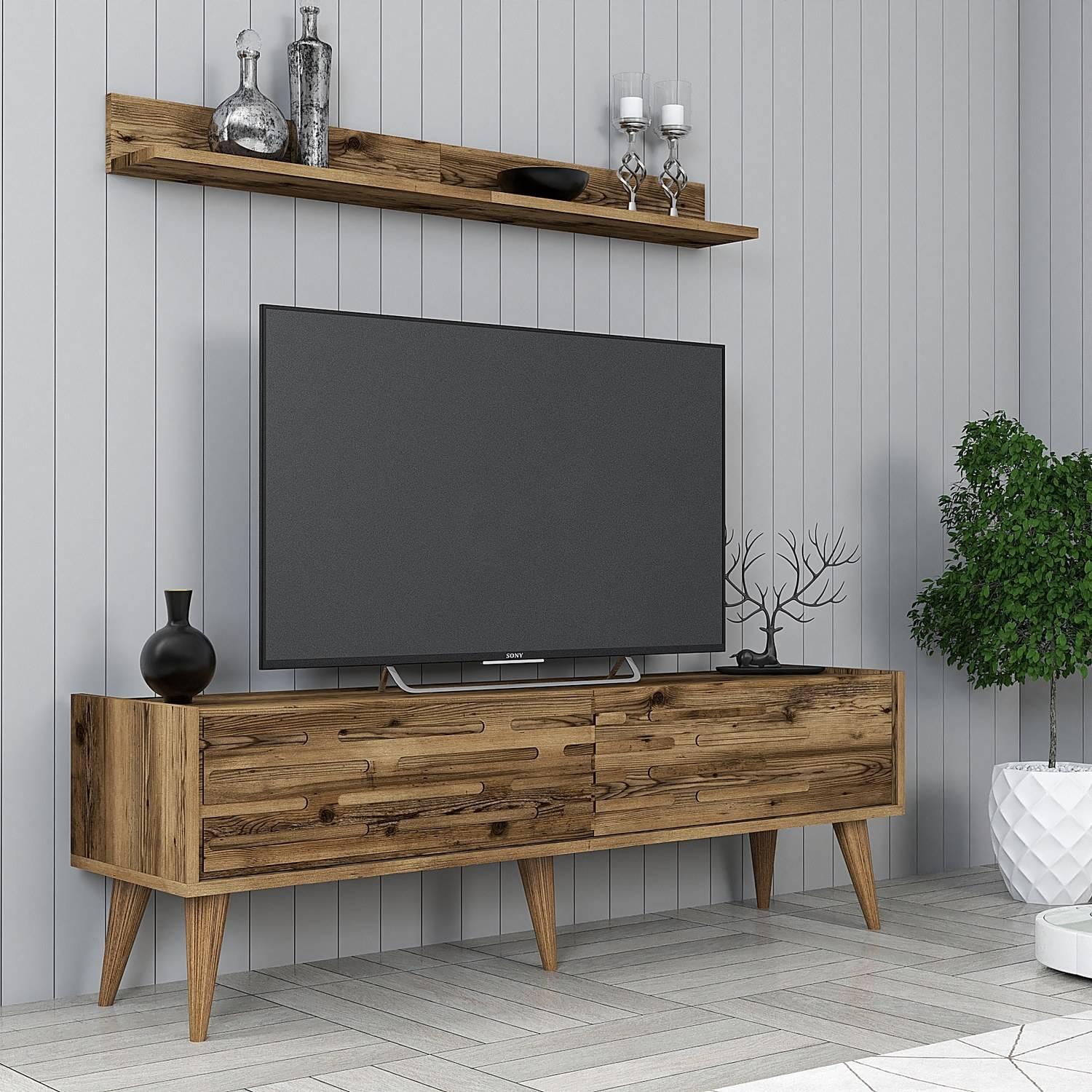 Kalune Design Set van TV-meubel en wandrek Valensiya | 