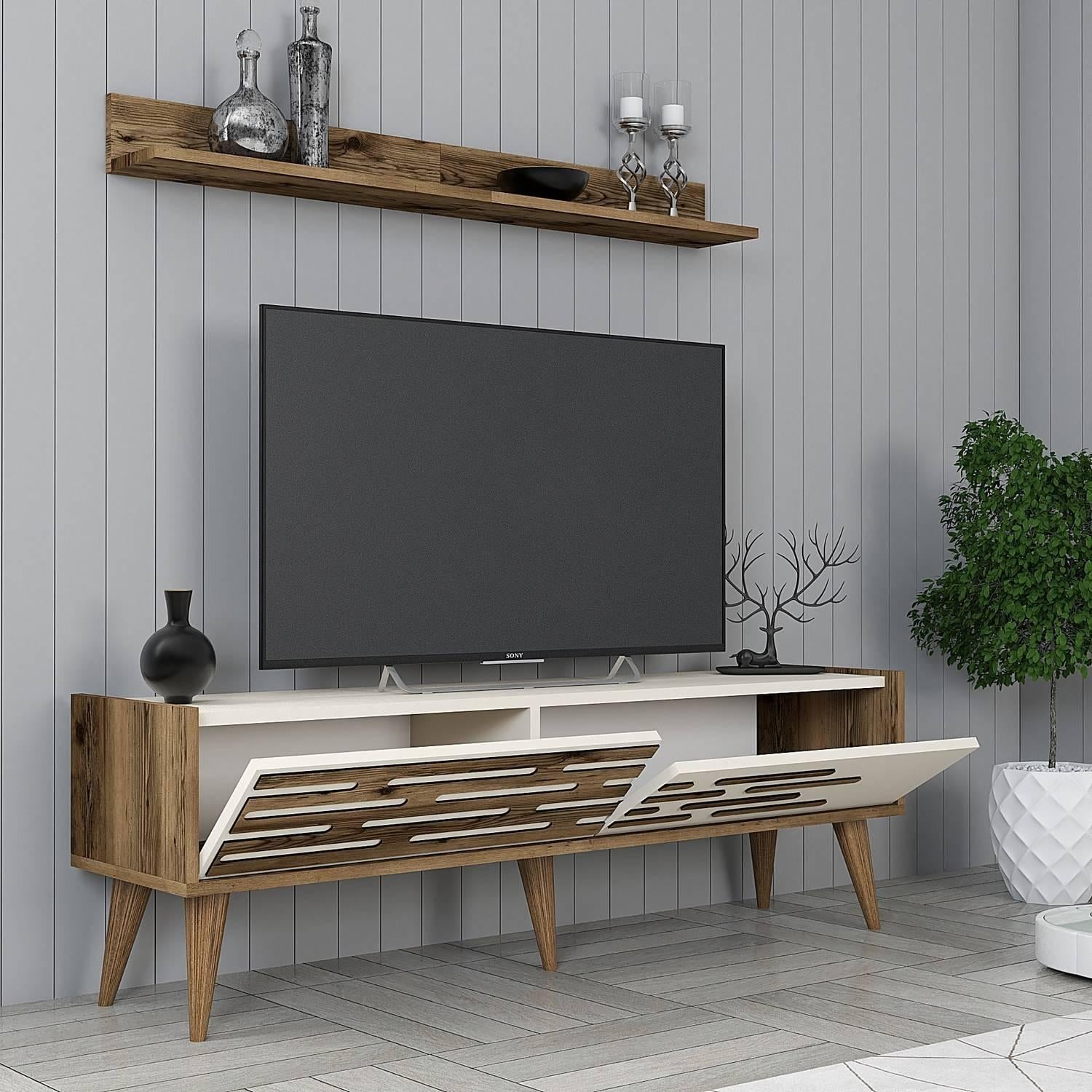 Kalune Design Set van TV-meubel en wandrek Valensiya | 