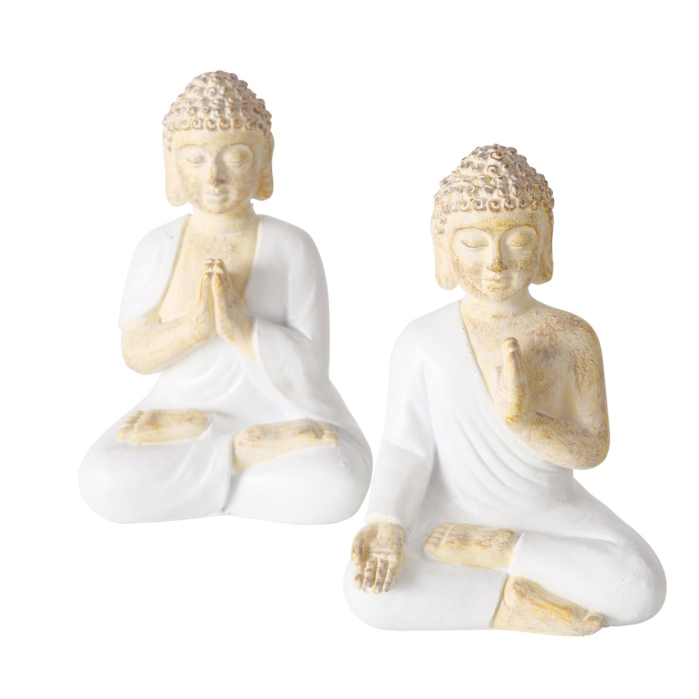 Boltze Home Decoratief Beeld Boeddha 'Jamory' Polyresin 6x4,5x8,5cm Wit 2