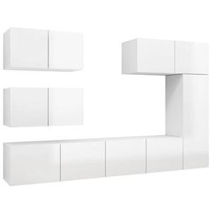 vidaXL TV-Schrank 6-tlg. TV-Schrank-Set Hochglanz-Weiß Holzwerkstoff (6-St)