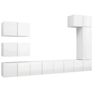 vidaXL TV-Schrank 8-tlg. TV-Schrank-Set Hochglanz-Weiß Holzwerkstoff (8-St)