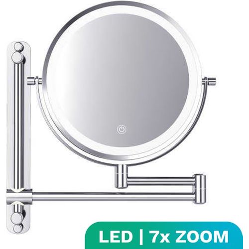 Mirlux Make Up Spiegel Met Led Verlichting - 7x Vergroting - Wandspiegel Rond - Scheerspiegel Wandmodel