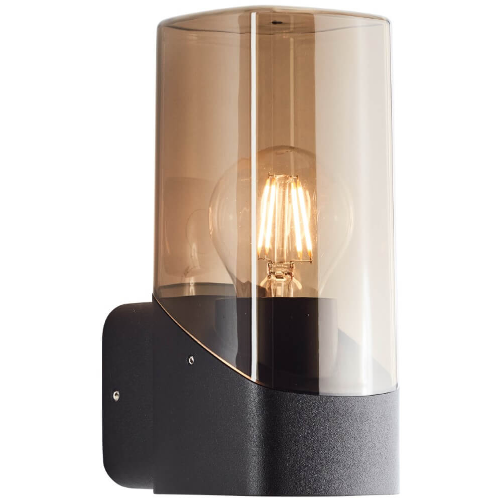 Brilliant Zwarte wandlamp Minou met smoke glas 44310/93