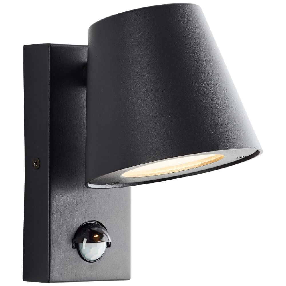Brilliant Zwarte wandlamp Bari met sensor 44321/06