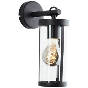 Brilliant Zwarte wandlamp Sidney transparant glas 44290/06