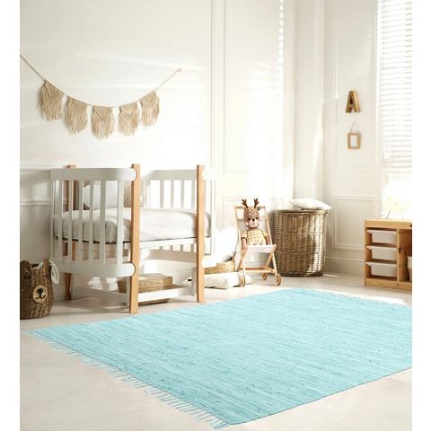 Teppich Insa, Lüttenhütt, rechteckig, Höhe: 5 mm, Fleckerl, Uni Farben, handgewebt, pflegeleicht, waschbar, Wohnzimmer