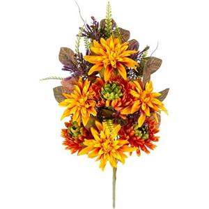 I.GE.A. Kunstblume "Chrysanthemen und Dahlien", Künstliche Blumen Chrysanthemenstrauß Bouquet