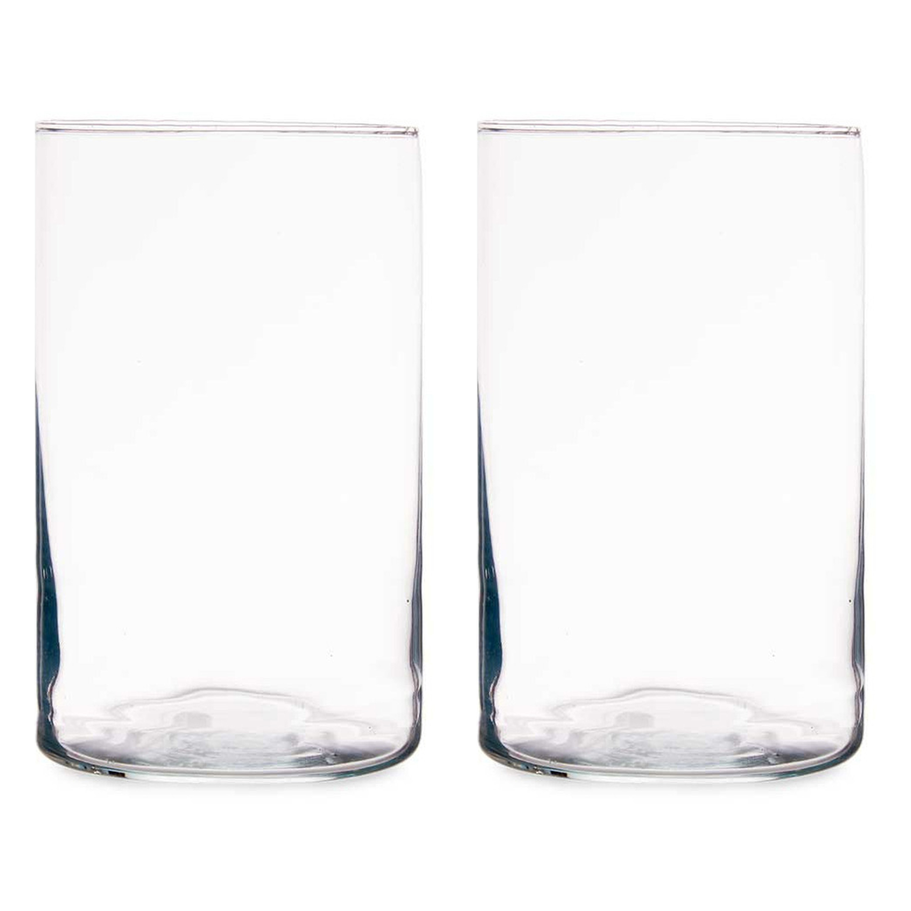 Giftdecor Bloemenvazen 2x stuks - cilinder vorm - transparant glas - 12 x 20 cm -