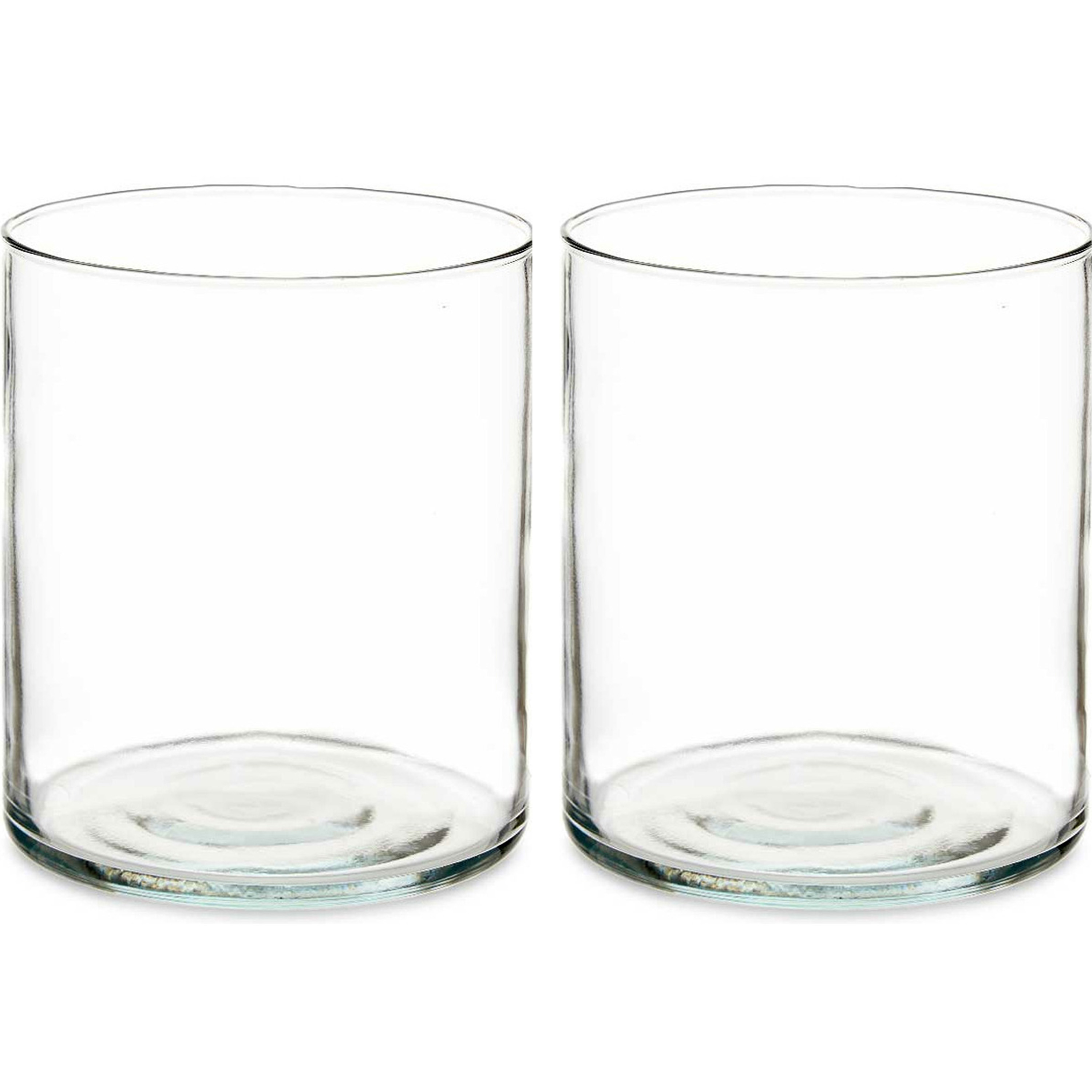 Giftdecor Bloemenvazen 2x stuks - cilinder vorm - transparant glas - 17 x 20 cm -