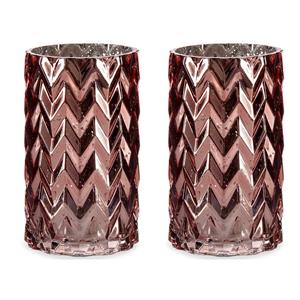 Giftdecor Bloemenvazen 2x stuks - luxe decoratie glas - roze - 11 x 20 cm -