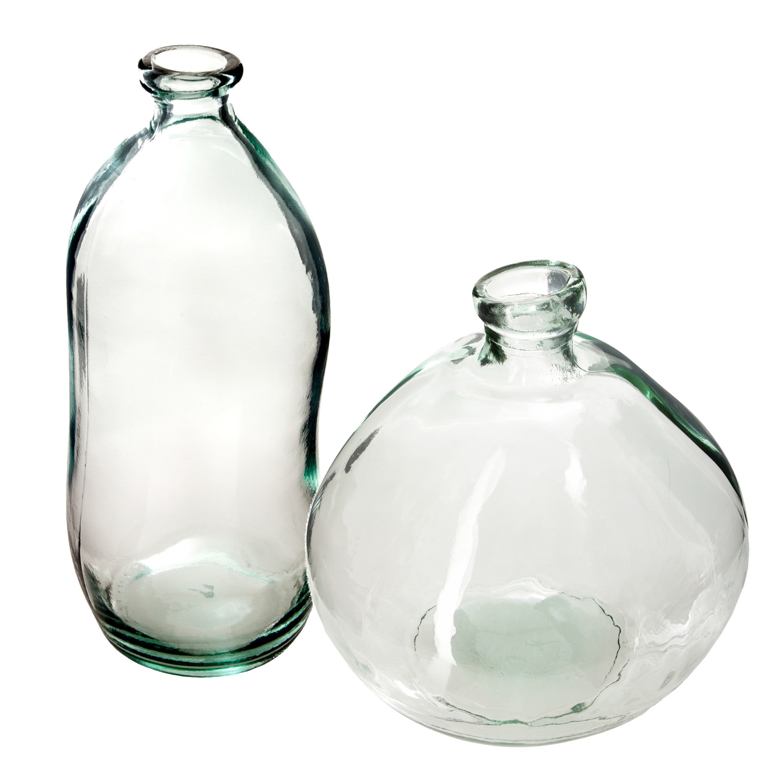 Atmosphera Bloemenvazen set - 2x - Organische fles vorm - helder transparant - glas -