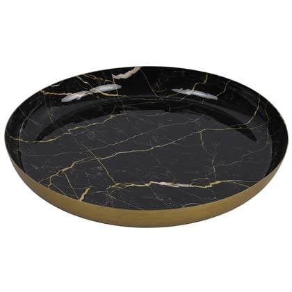 Countryfield Dienblad - Marble - Metaal - zwart|goud - Dia 30 cm