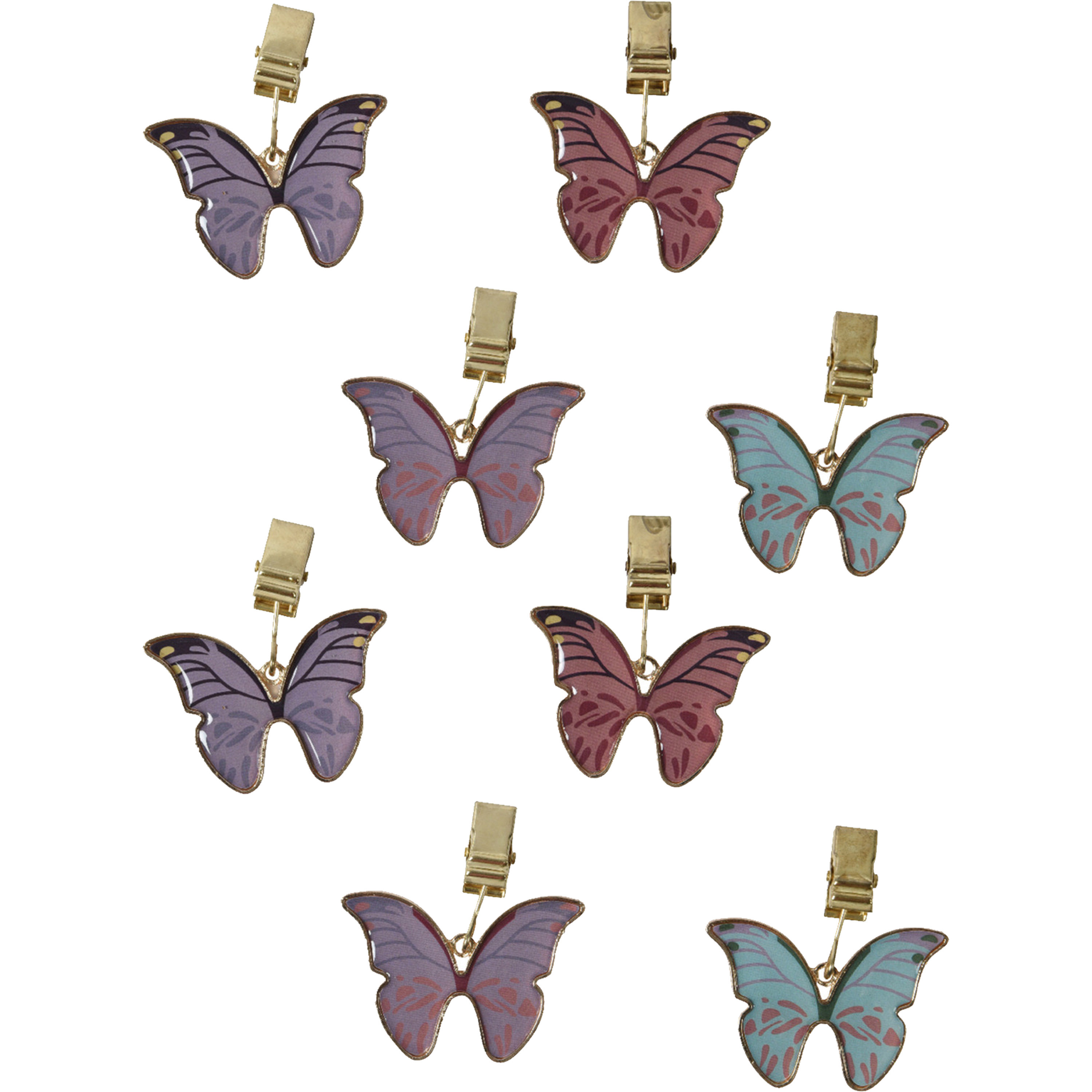 Decoris Tafelkleedgewichtjes/hangers - 8x - vlinder - metaal - paars -